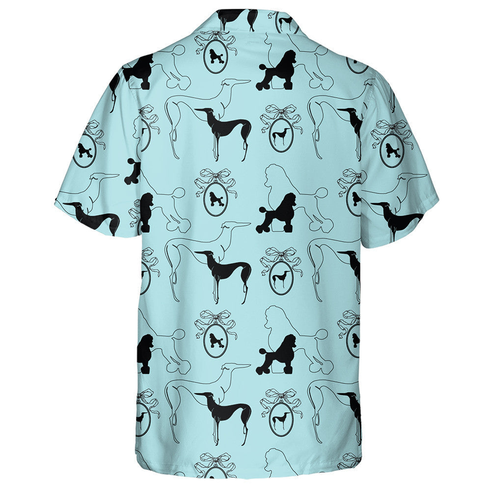 Elegant Blue Background With Dogs And Love Hawaiian Shirt, Hawaiian Shirt Gift, Christmas Gift