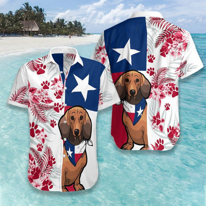 Dearadh Cúlra Gan uaim Bratach Dachshund Texas Léine Haváís, Bronntanas Léine Haváí, Bronntanas Nollag