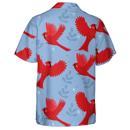 Red Cardinal Bird And Little Leaves Hawaiian Shirt,Hawaiian Shirt Gift, Christmas Gift