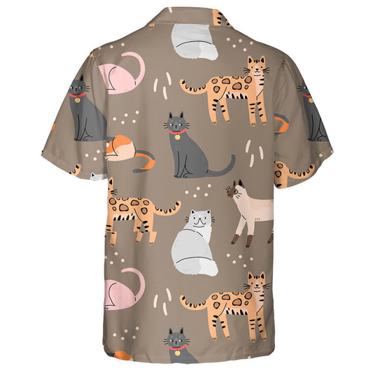Cute Cats On A Brown Background With Animals Hawaiian Shirt, Hawaiian Shirt Gift, Christmas Gift
