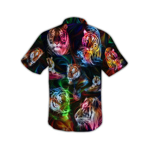 Wild Tiger Fantasy Art Colorful Smoke Hawaiian Shirt,Hawaiian Shirt Gift, Christmas Gift