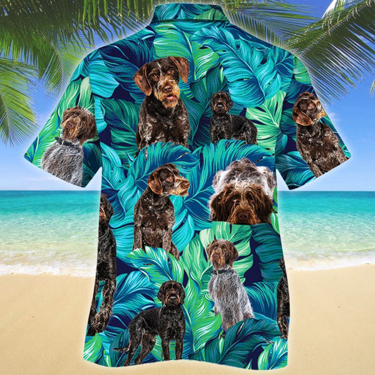 German Wirehaired Pointer Dog Lovers Tropical Leave Hawaiian Shirt, Hawaiian Shirt Gift, Christmas Gift