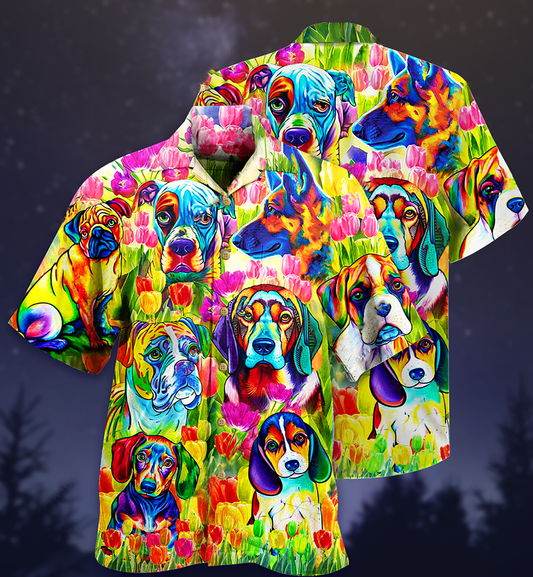 Dogs Colorfull - Hawaiian Shirt_Hawaiian Shirt Gift, Christmas Gift