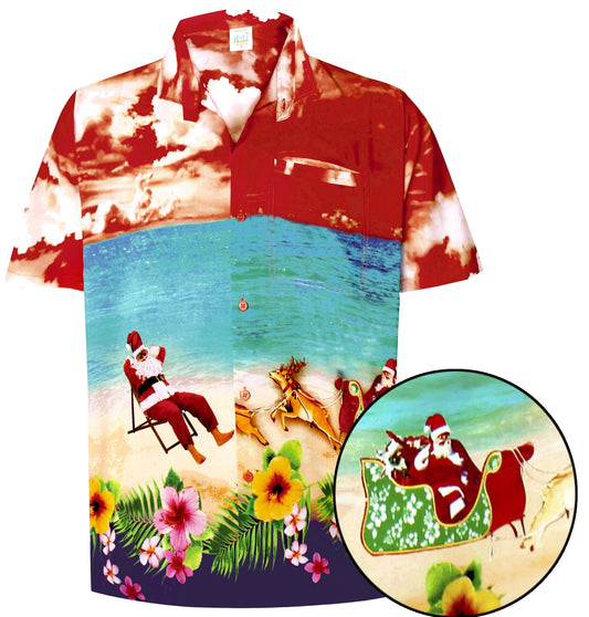 Hibiscus Time Resting Santa Claus Design Hawaiian Shirt, Hawaiian Shirt Gift, Christmas Gift