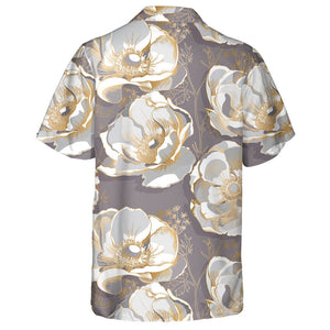 Amazing Gold Anemone Flowers On Grey Background Design Hawaiian Shirt, Hawaiian Shirt Gift, Christmas Gift