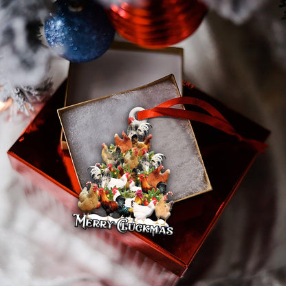 Sicín Merry Cluckmas Ornáide Cruth, Ornáid Nollag Shona, Bronntanas Nollag, Maisiú na Nollag