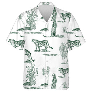 Wild African Leopard Walking In Dessert Hawaiian Shirt, Hwaiian For Gift