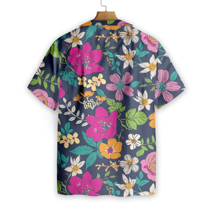 Colorful Floral And Leaf Pattern Hawaiian Shirt, Hawaiian For Gift