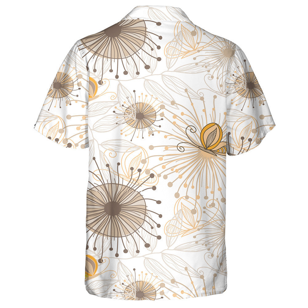 Stíl Retro Lámhtharraingthe Le Féileacán Agus Bláthanna Léine Haváís, Bronntanas Léine Haváís, Bronntanas Nollag