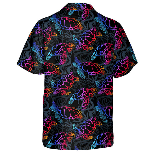 Sea Turtle In Psychedelic Multicolor Ocean Waves Hawaiian Shirt, Hawaiian Shirt Gift, Christmas Gift
