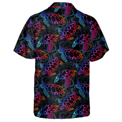 Sea Turtle In Psychedelic Multicolor Ocean Waves Hawaiian Shirt, Hawaiian Shirt Gift, Christmas Gift