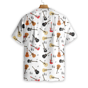 Guitar Musical Note On White Background Hawaiian Shirt,Hawaiian Shirt Gift, Christmas Gift