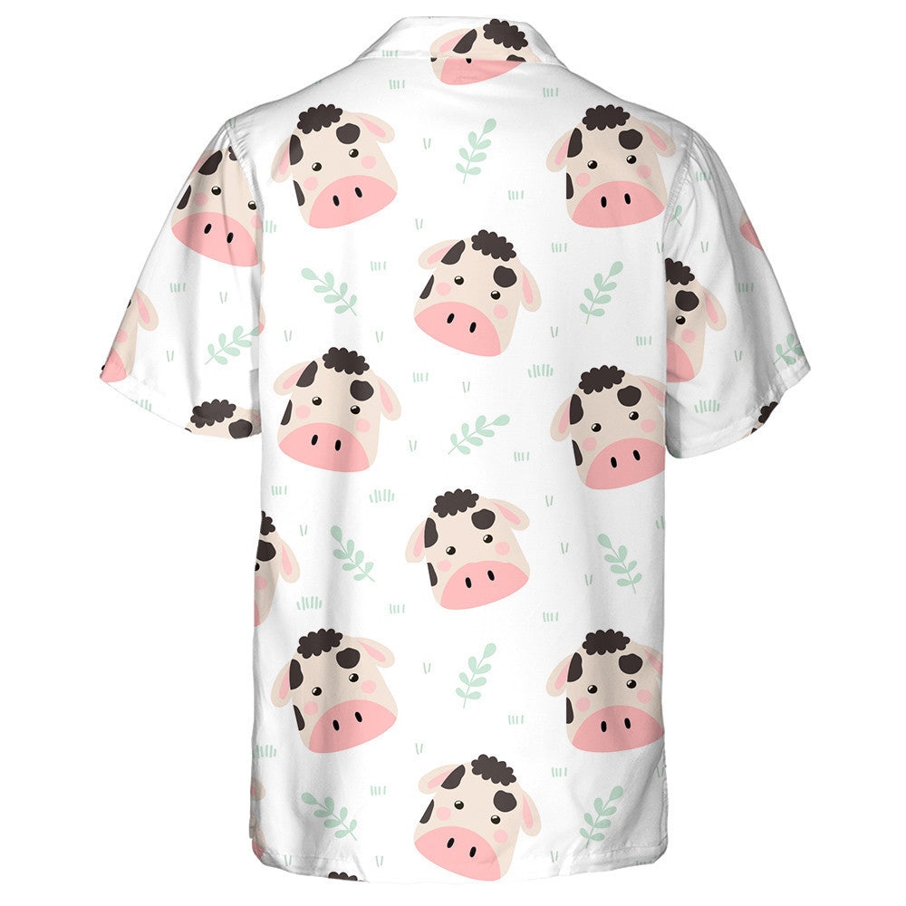 Cartoon Face Of Baby Cow Doodle Style Hawaiian Shirt, Hawaiian Shirt Gift, Christmas Gift