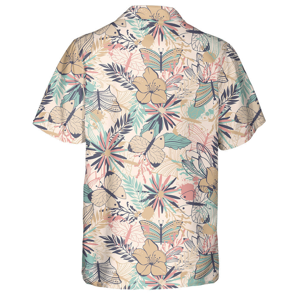 Téama Pretty Mystical Féileacán Agus Bláthanna Stíl Retro Léine Haváís, Bronntanas Léine Haváís, Bronntanas Nollag