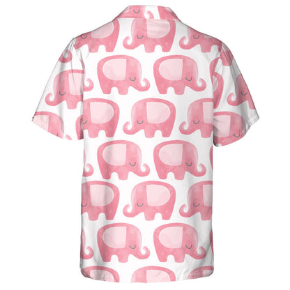 Pink Cute Elephant On White Background Hawaiian Shirt,Hawaiian Shirt Gift, Christmas Gift