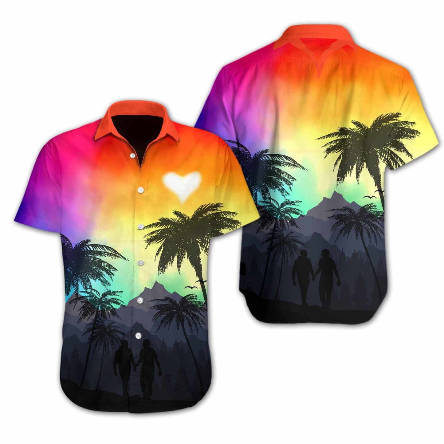 Vivid Background Lgbt Heart Design Hawaiian Shirt, Hwaiian For Gift