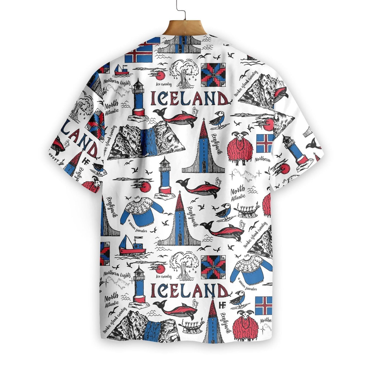 I Love Iceland Doodle Pattern Hawaiian Shirt, Hawaiian For Gift