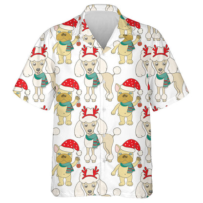 Christmas Cute Poodle Wearing Deer Horn Hawaiian Shirt, Hawaiian Shirt Gift, Christmas Gift