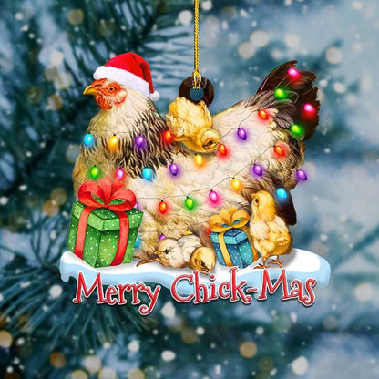 Chickmas Light Shape Ornament, Happy Christmas Ornament, Christmas Gift, Christmas Decoration