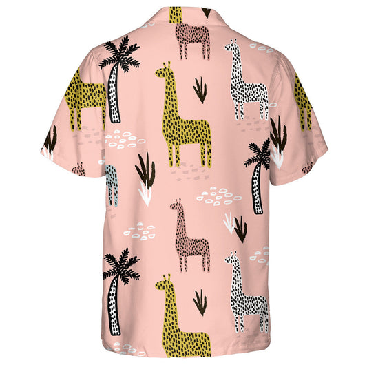 Péinteáil Láimhe Dath Ponc Sioráf Ar Chúlra Bándearg Léine Haváís, Bronntanas Léine Haváíais, Bronntanas Nollag