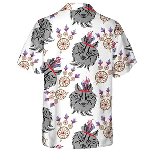 Abstract Wolf With Dream Catcher In Vintage Style Hawaiian Shirt, Hawaiian Shirt Gift, Christmas Gift