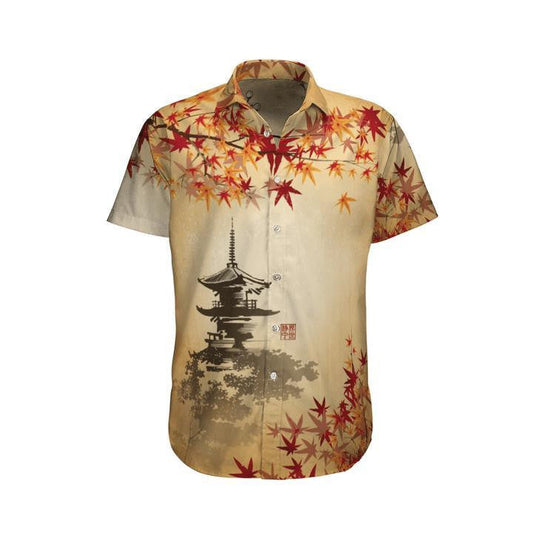 Japanese Orange Aesthetic Sakura Cherry Blossom Hawaiian Shirt,Hawaiian Shirt Gift, Christmas Gift