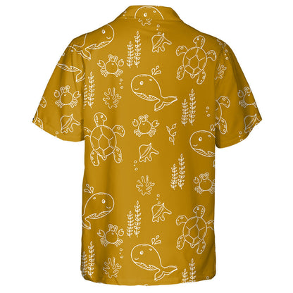 Sea Life Mustard Turtle And Jungle Hawaiian Shirt,Hawaiian Shirt Gift, Christmas Gift