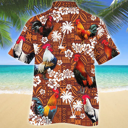 Rooster Lovers Red Tribal Unique Design Hawaiian Shirt,Hawaiian Shirt Gift, Christmas Gift