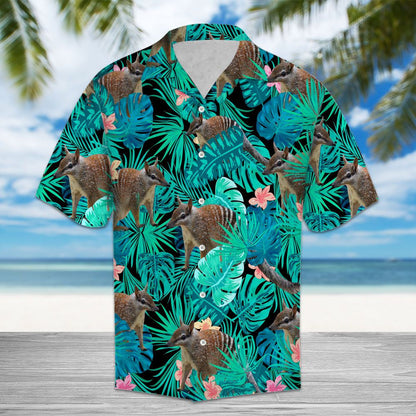 Hiding Numbat In Tropical Monstera Leaves Pattern Hawaiian Shirt, Hawaiian Shirt Gift, Christmas Gift