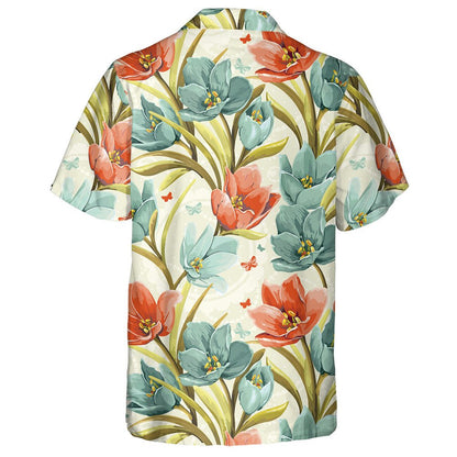 Cúlra Bláthanna Álainn le Crocuses Elegance Design Vintage Léine Haváís, Bronntanas Léine Haváís, Bronntanas Nollag