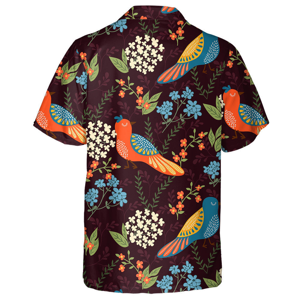 Beautiful Birds And Flowers In Retro Style Hawaiian Shirt, Hawaiian Shirt Gift, Christmas Gift