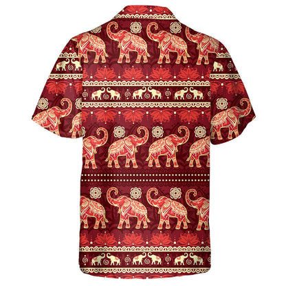 Eilifint Eitneach Indiach Agus Bláth ar Chúlra Dearg Léine Haváís, Bronntanas Léine Haváíais, Bronntanas Nollag