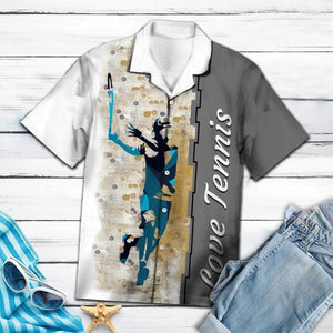 Amazing Tennis White And Gray Theme Design Hawaiian Shirt, Hawaiian Shirt Gift, Christmas Gift