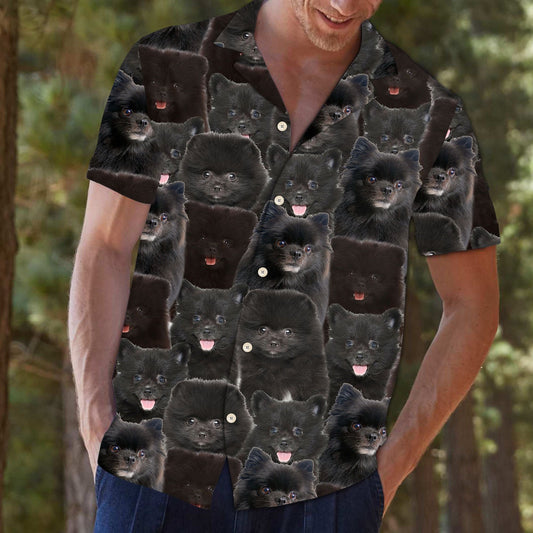 Awesome Black Pomerian Luxury Style Hawaiian Shirt, Hawaiian For Gift