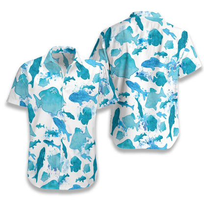Fish Water Color Pattern V1 Design Hawaiian Shirt,Hawaiian Shirt Gift, Christmas Gift