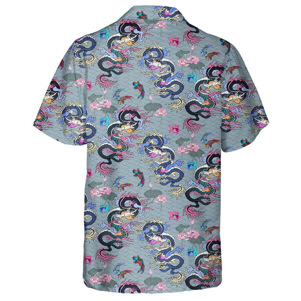 Beautiful Vintage Asian Dragon And Flowers Hawaiian Shirt, Hawaiian For Gift