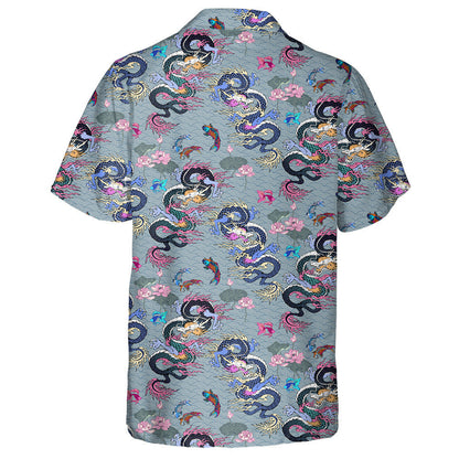 Beautiful Vintage Asian Dragon And Flowers Hawaiian Shirt, Hawaiian For Gift