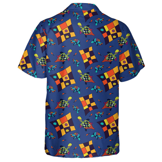 Turtles And Lotuses In Blue Colors Hawaiian Shirt, Hawaiian For Gift