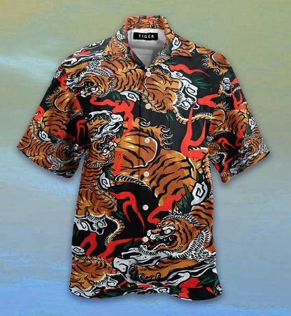 Red Tiger Japanese Nice Ornamental Hawaiian Shirt,Hawaiian Shirt Gift, Christmas Gift