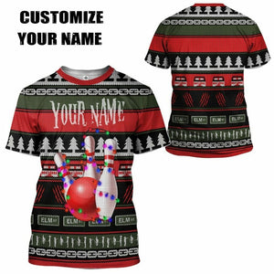 3D Custom Bowling Ugly Christmas Tshirt Hoodie Apparel