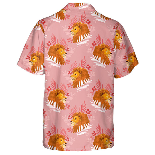 Beautiful Lion Head With Flower And Leaf Hawaiian Shirt, Hawaiian Shirt Gift, Christmas Gift