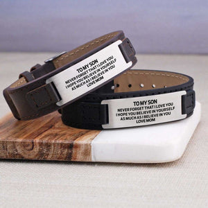 Mom To Son - I Believe In You Men's Leather Bracelet