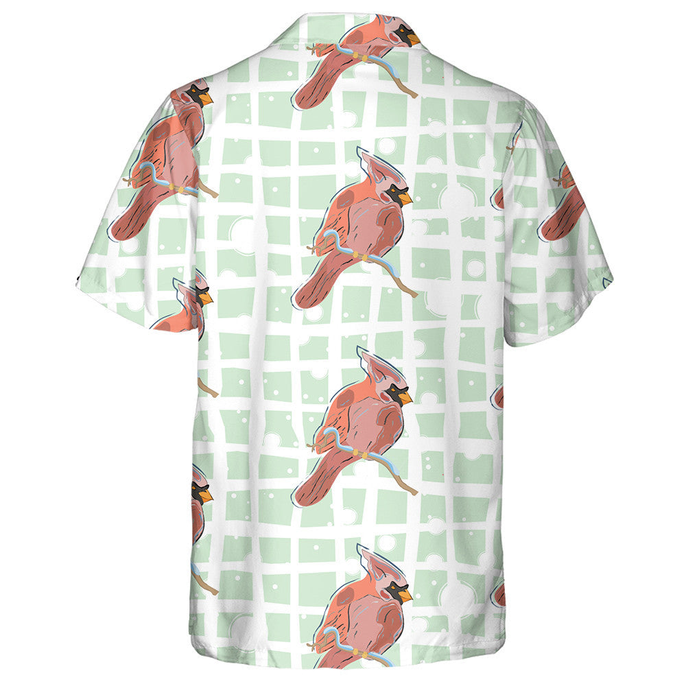 Red Cardinal Bird On Snow Background Hawaiian Shirt,Hawaiian Shirt Gift, Christmas Gift