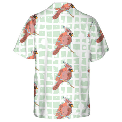 Red Cardinal Bird On Snow Background Hawaiian Shirt,Hawaiian Shirt Gift, Christmas Gift