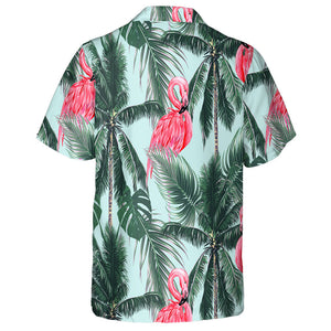 Pink Flamingo Tropical With Palm Tree Hawaiian Shirt,Hawaiian Shirt Gift, Christmas Gift