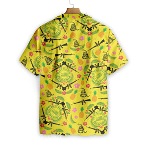 Gun 2nd Amendment Logo On Yellow Background Design Hawaiian Shirt, Hawaiian Shirt Gift, Christmas Gift