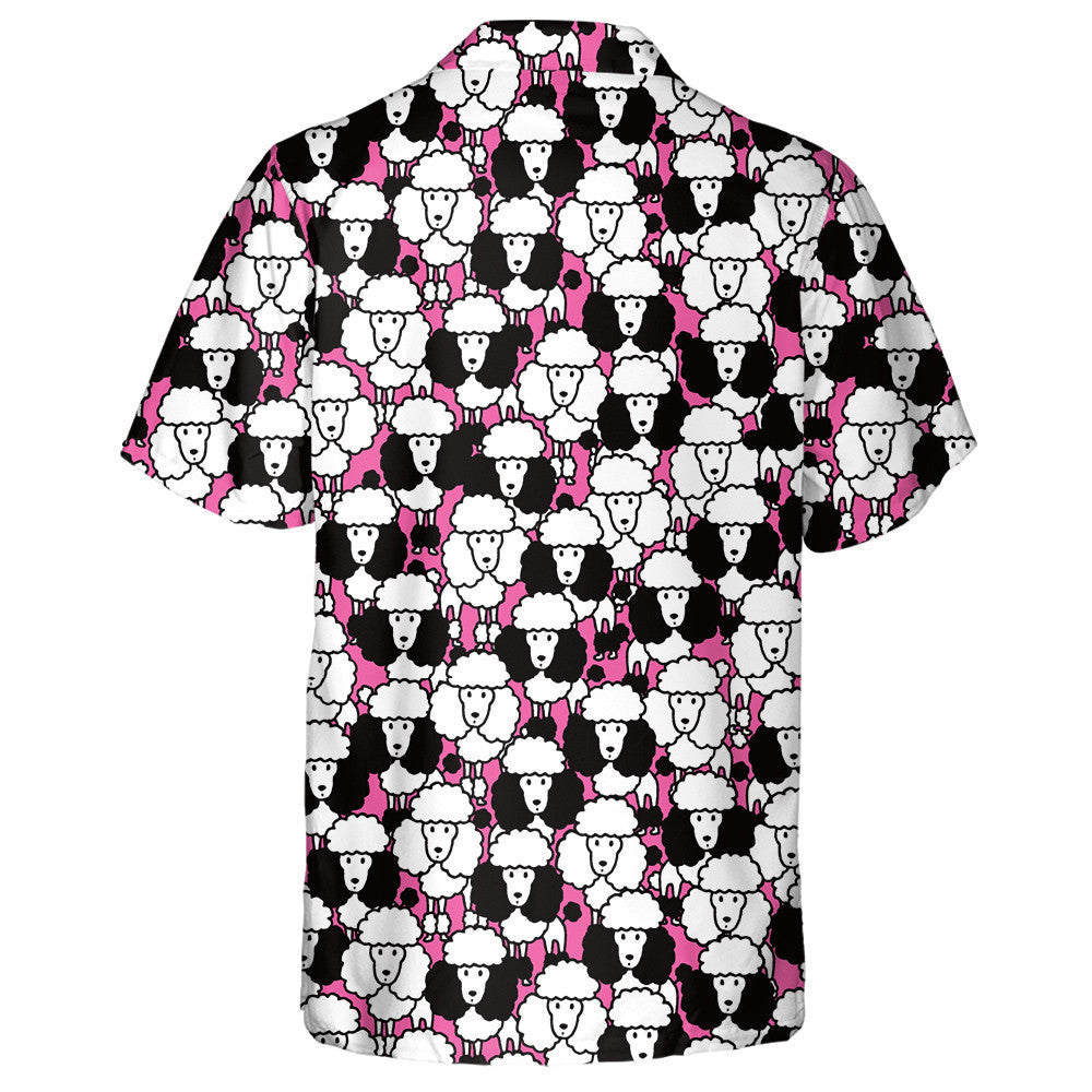 Black And White Cute Poodles On Pink Hawaiian Shirt, Hawaiian Shirt Gift, Christmas Gift