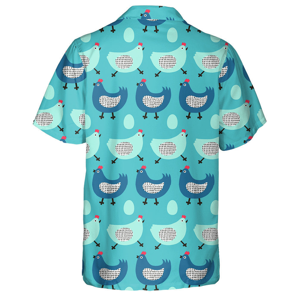 Funt Blue And Mint Chicken With Egg Hawaiian Shirt, Hawaiian Shirt Gift, Christmas Gift