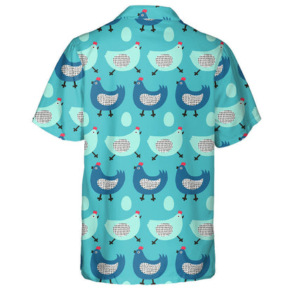 Funt Blue And Mint Chicken With Egg Hawaiian Shirt, Hawaiian Shirt Gift, Christmas Gift