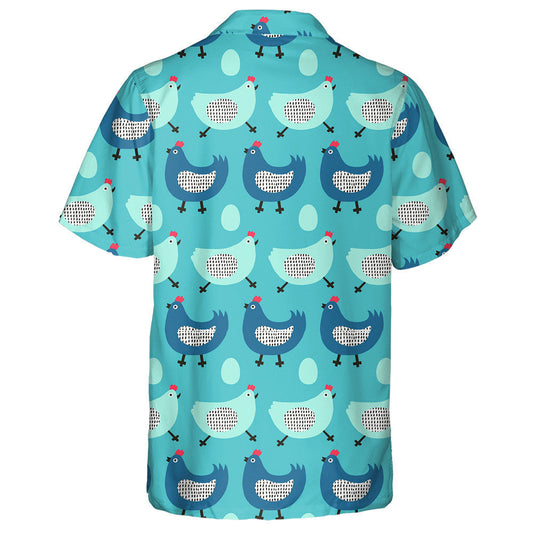 Funt Blue And Mint Chicken With Egg Hawaiian Shirt, Hawaiian Shirt Gift, Christmas Gift